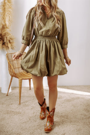 Johnny Collar Three-Quarter Sleeve Dress