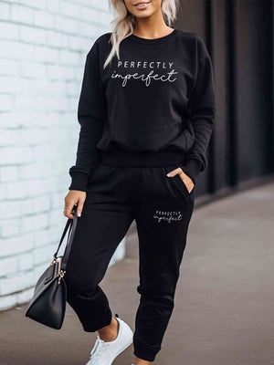 PERFECTLY IMPERFECT Graphic Sweatshirt and Sweatpants Set