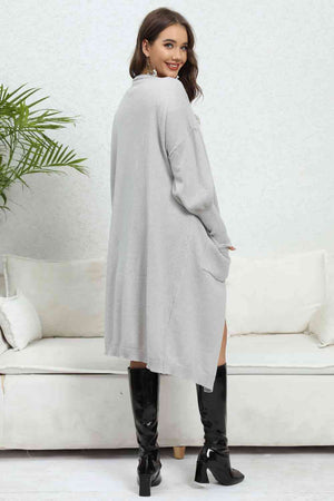 Open Front Dropped Shoulder Cardigan